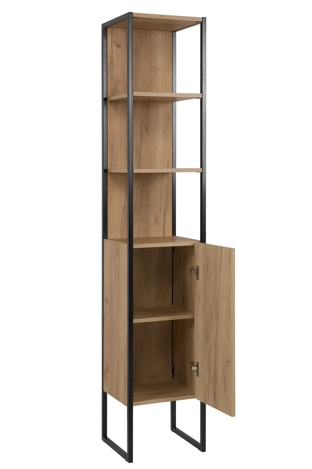 Minimalistinio stiliaus vonios spintelė, aukšta, medinė
