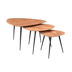 Retro stiliaus staliukų komplektas, natūralaus medžio, trikampės formos 