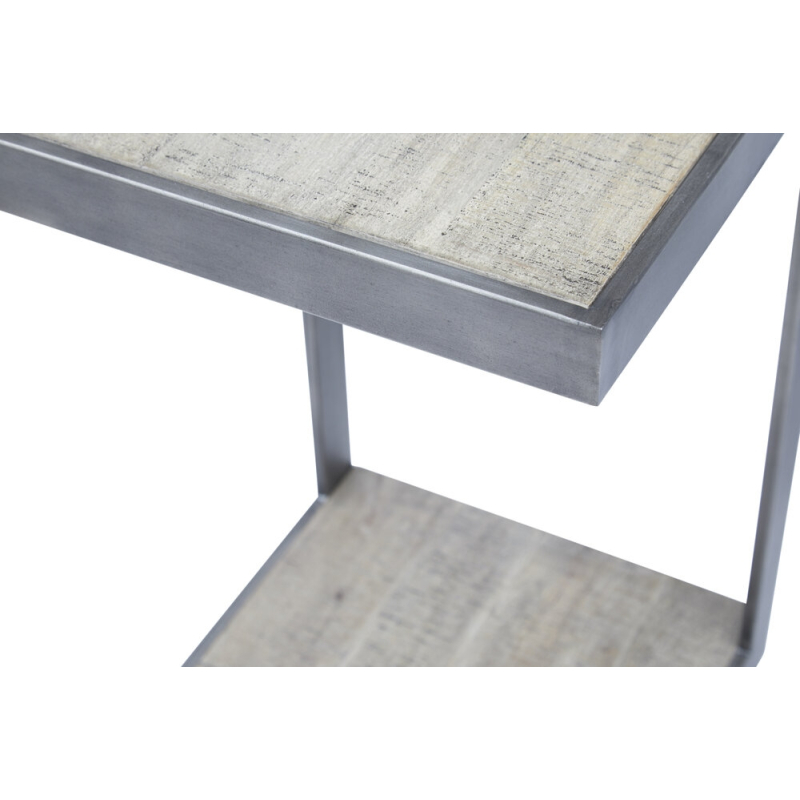 kampuotas staliukas, originalaus stiliaus, su metaliniu rėmu
