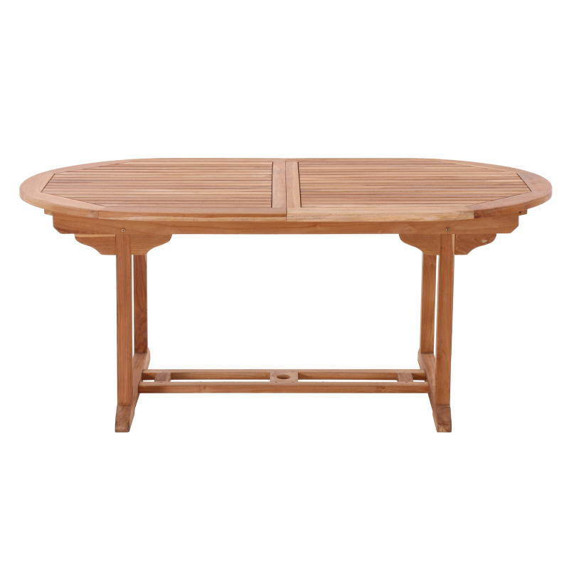 Ovalus 180/240 cm lauko stalas, išskleidžiamas, natūralaus tikmedžio