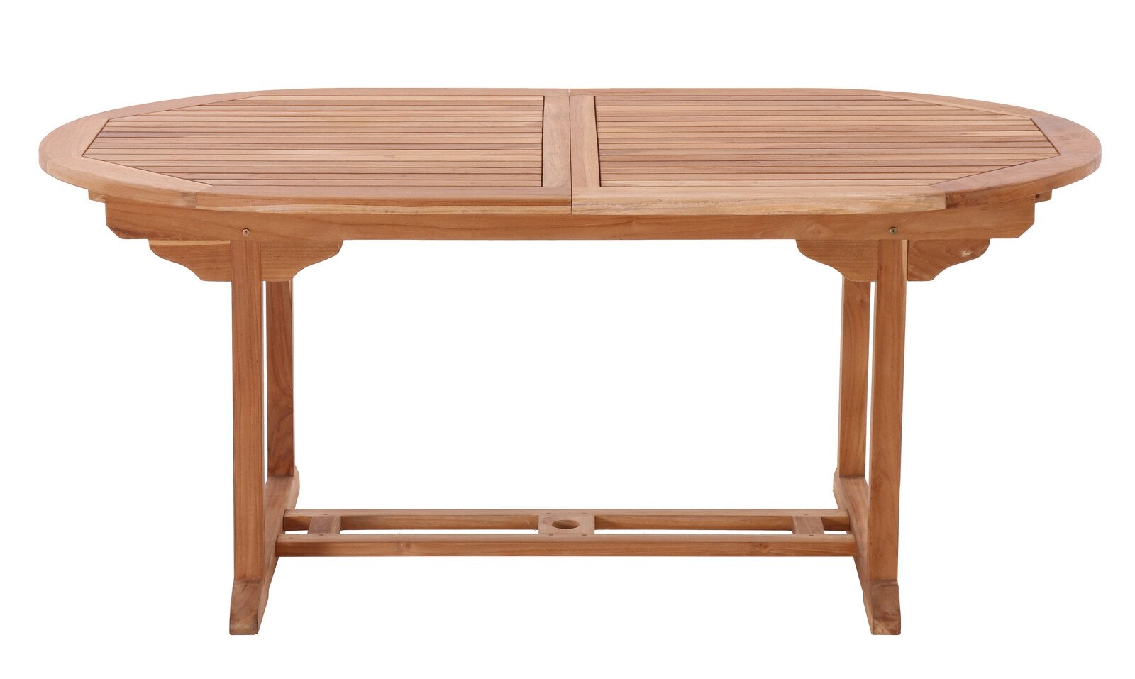 Ovalus 180/240 cm lauko stalas, išskleidžiamas, natūralaus tikmedžio