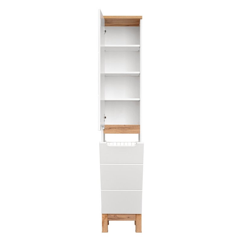 Minimalistinė vonios spintelė, medinė, blizgi