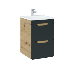ARRAS BLACK stiliaus vonios spintelė su praustuvu, minimalistinė, elegantiška