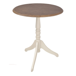 Provanso stiliaus apvalus stalas, kreminė spalvos, medinis