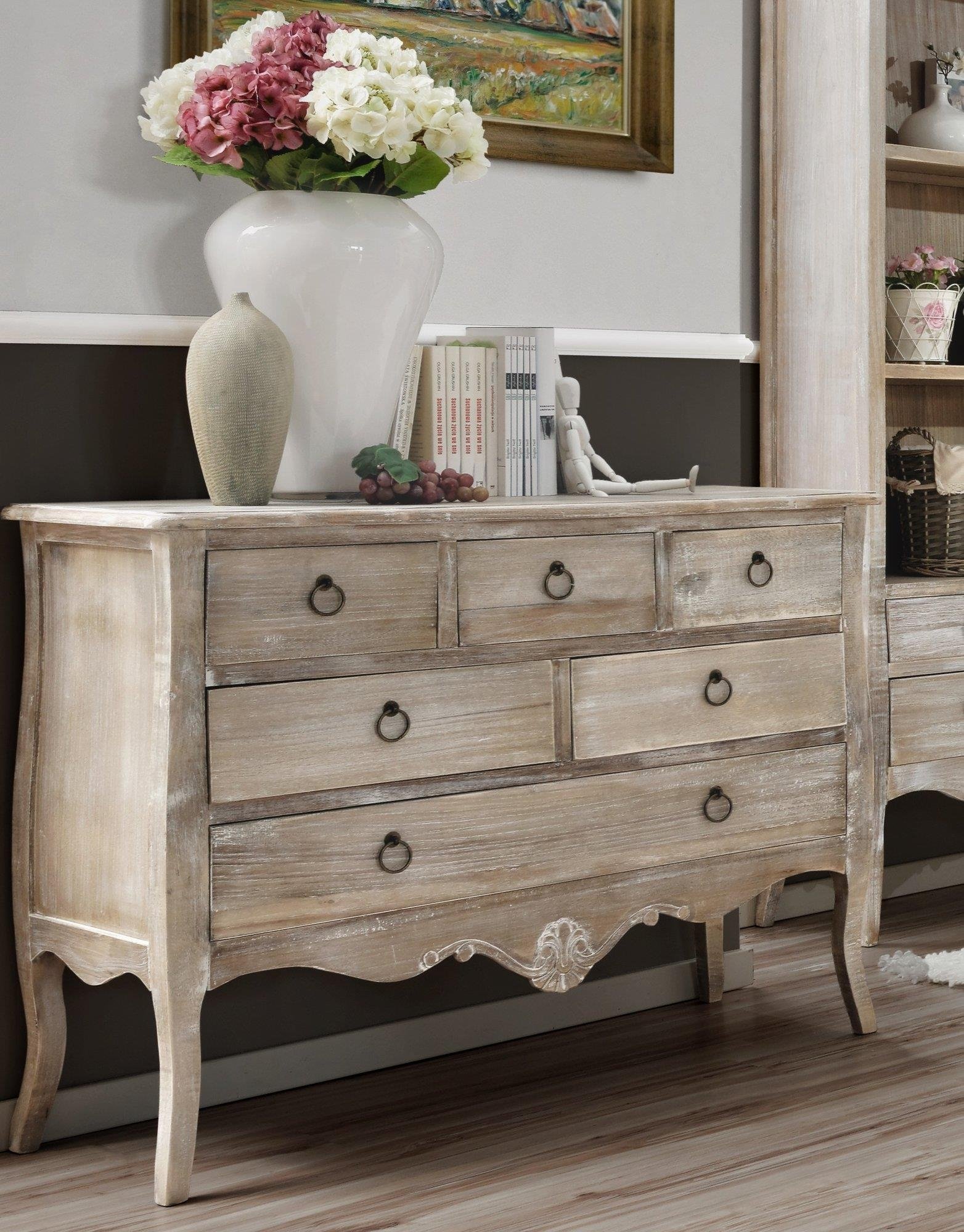 Komoda 024B MERANO - provanso stiliaus snedinta komoda su stalčiais. 100x40x80 cm. 