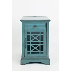 AVELLINO naktinis staliukas, antique blue spalvos, "Hampton" stiliaus mėlynos spavos