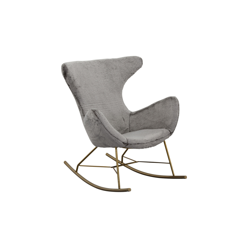 Skandinaviško stiliaus supamas krėslas, minkštas, nerūdijančio plieno bronzos spalvos kojelėmis
