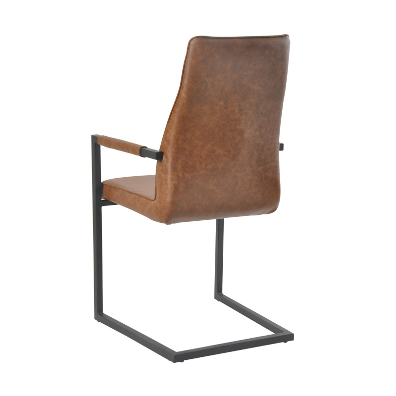 Kėdė su metaliniu rėmu, rudos spalvos, pilkos spalvos
