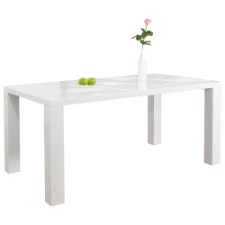 Baltas, blizgus penkių dydžių valgomasis stalas