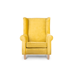 Fotelis MILE, geltonas/medžio, 82x97x105 cm