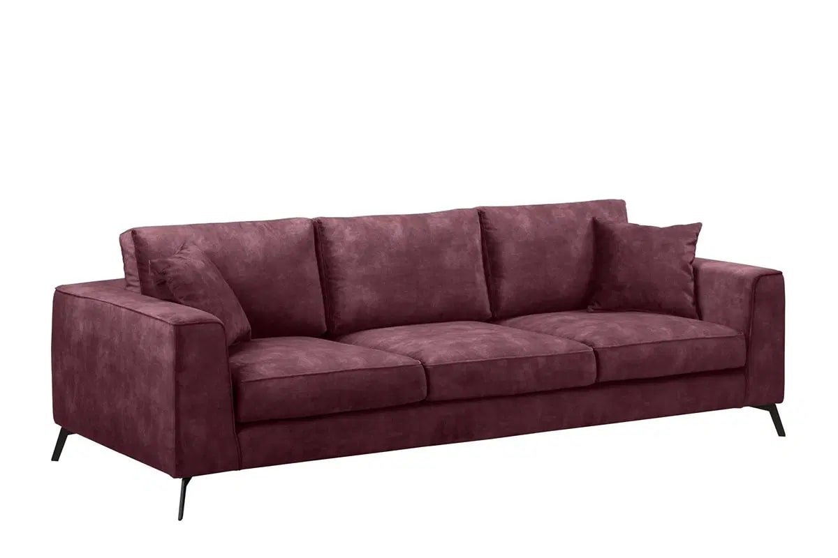 Minkštas kampas su pufu NORA, bordo, 250x175x87 cm