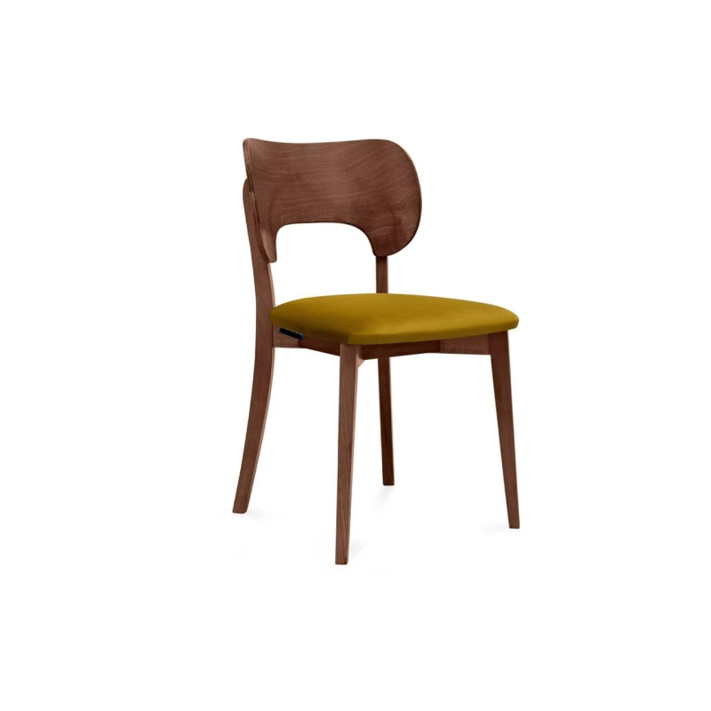 Kėdė LYCA, garstyčių/riešutmedžio, 47x45x80,5 cm