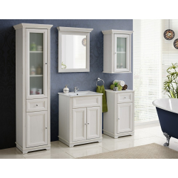 Klasikinio dizaino vonios baldų komplektas, baltos spalvos, elegantiškas