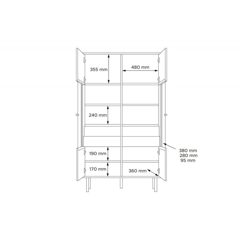 Vitrina LOFTY GRAFIT, 102x41x174 cm