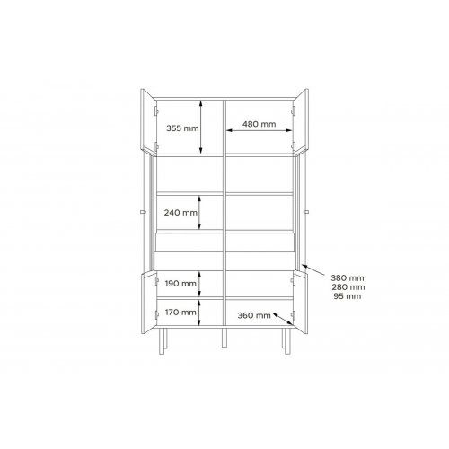 Vitrina LOFTY OAK, 102x41x174 cm