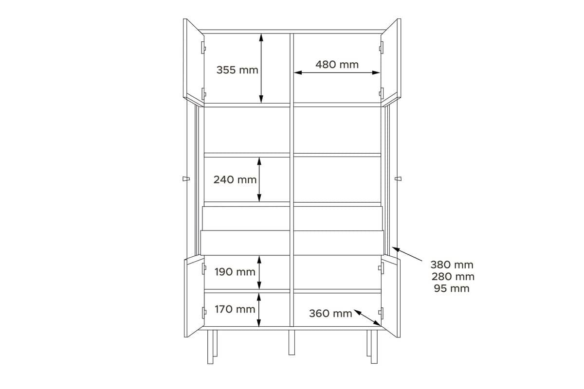 Vitrina LOFTY OAK, 102x41x174 cm