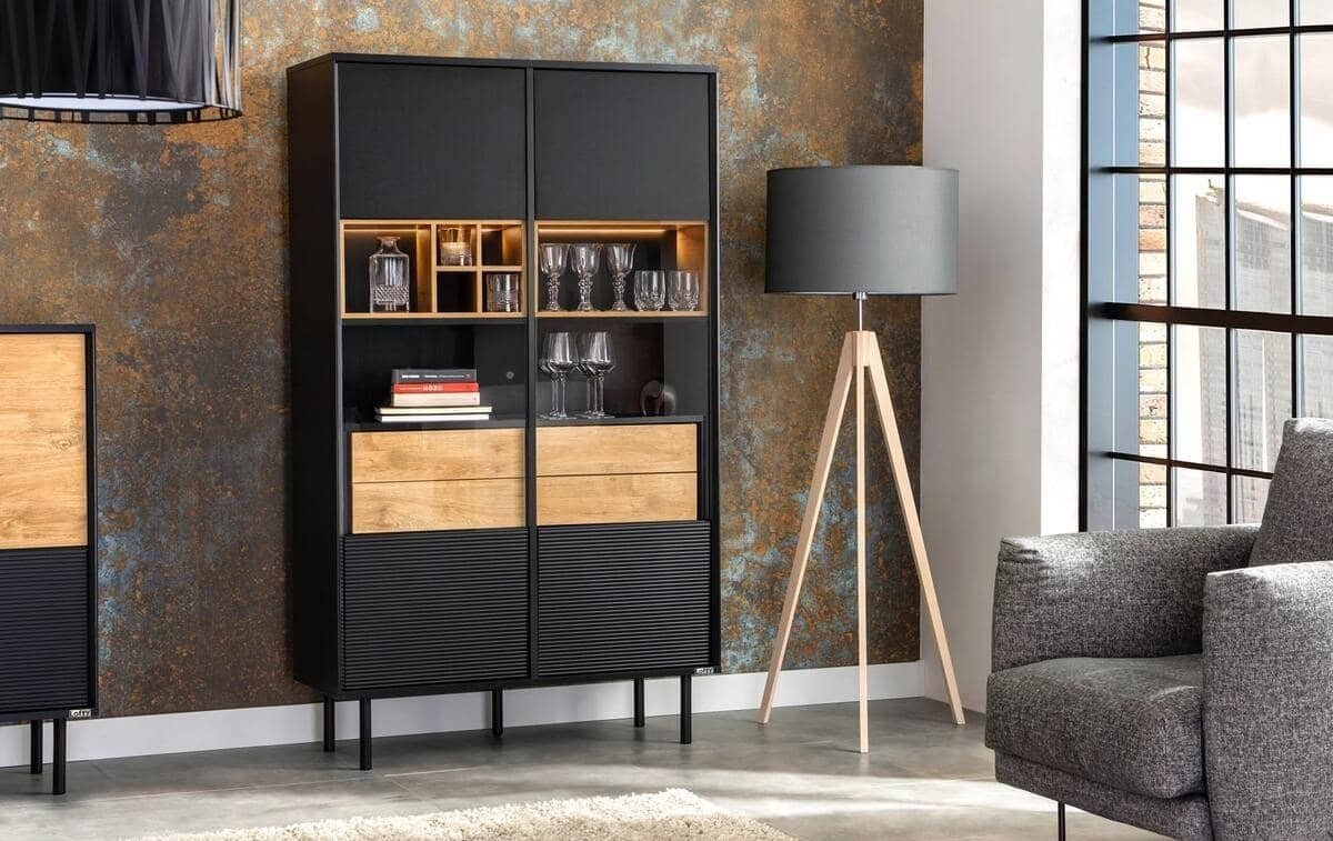 Vitrina LOFTY OAK, 102x41x174 cm