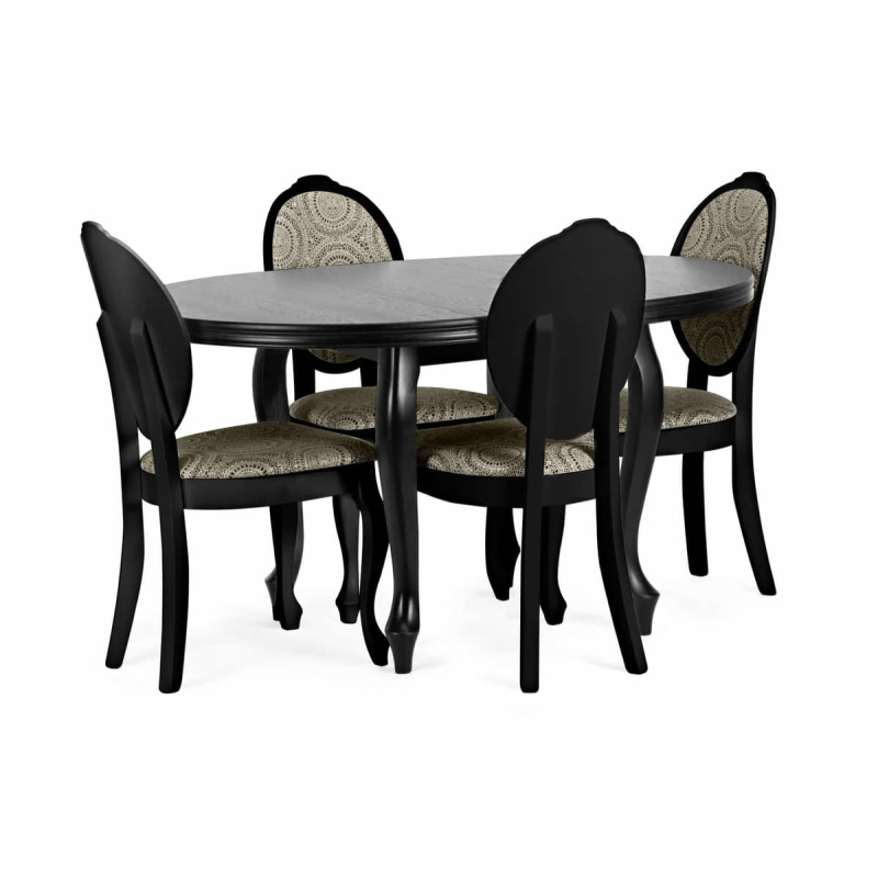 Apvalus stalas ALTI, juodas, išskleidžiamas, 100-140x76,5 cm