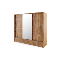 Trijų durų spinta su veidrodžiu APER, 250x63x215 cm
