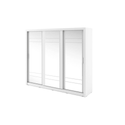 Trijų durų spinta su veidrodžiais APER, balta, 250x60x215 cm
