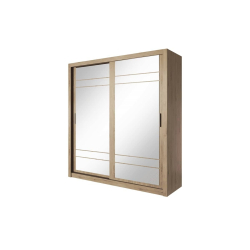 Dviejų durų spinta su veidrodžiais APER, ąžuolo, 203x60x215 cm