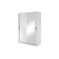 Dviejų durų spinta su veidrodžiu APER, balta, 150x60x215 cm