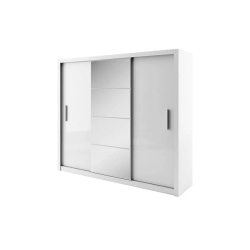 Trijų durų spinta su veidrodžiu TIVOL, balta, 250x60x215 cm