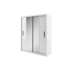 Dviejų durų spinta su veidrodžiu TIVOL, balta, 180x60x215 cm