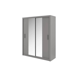 Dviejų durų spinta su veidrodžiu TIVOL, pilka, 180x60x215 cm