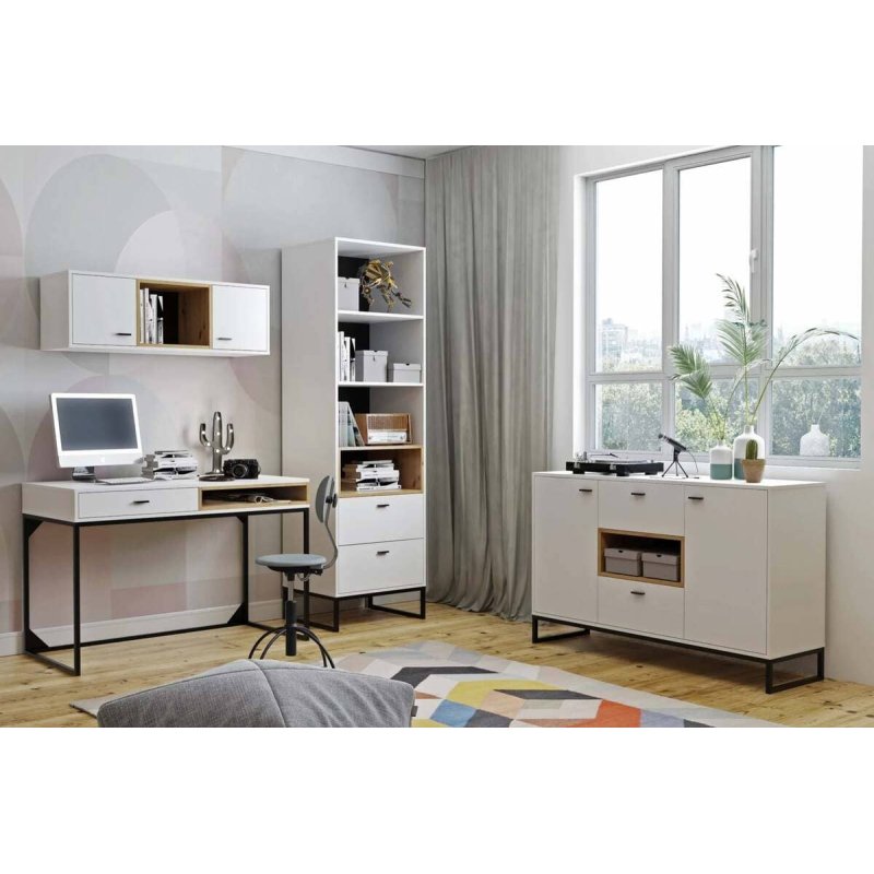 Vitrina PERLY, balta, 60x40x202 cm