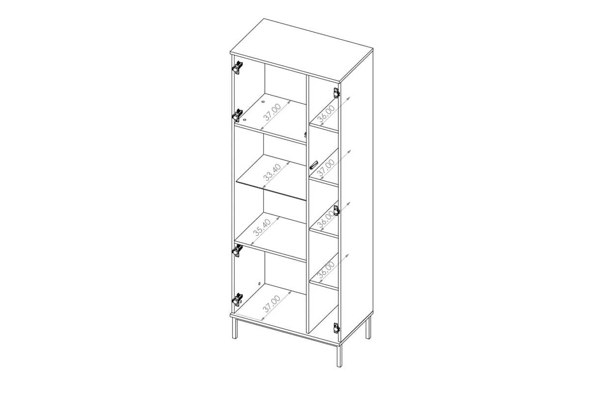 Vitrina ERIS, juoda, 70x41x190 cm