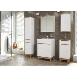 skandinaviško dizaino vonios baldų komplektas, medernaus dizaino, baltas