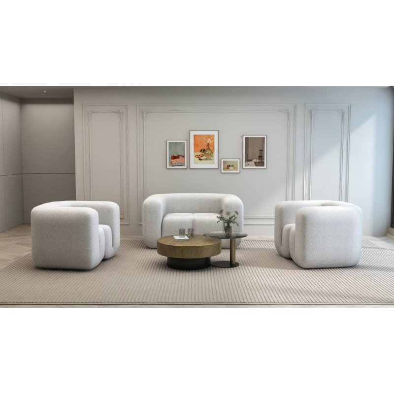 Fotelis NUA, pilkas-baltas, 100x85x75 cm