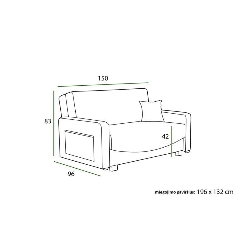 Sofa INCU, turkio, 150x96x83 cm