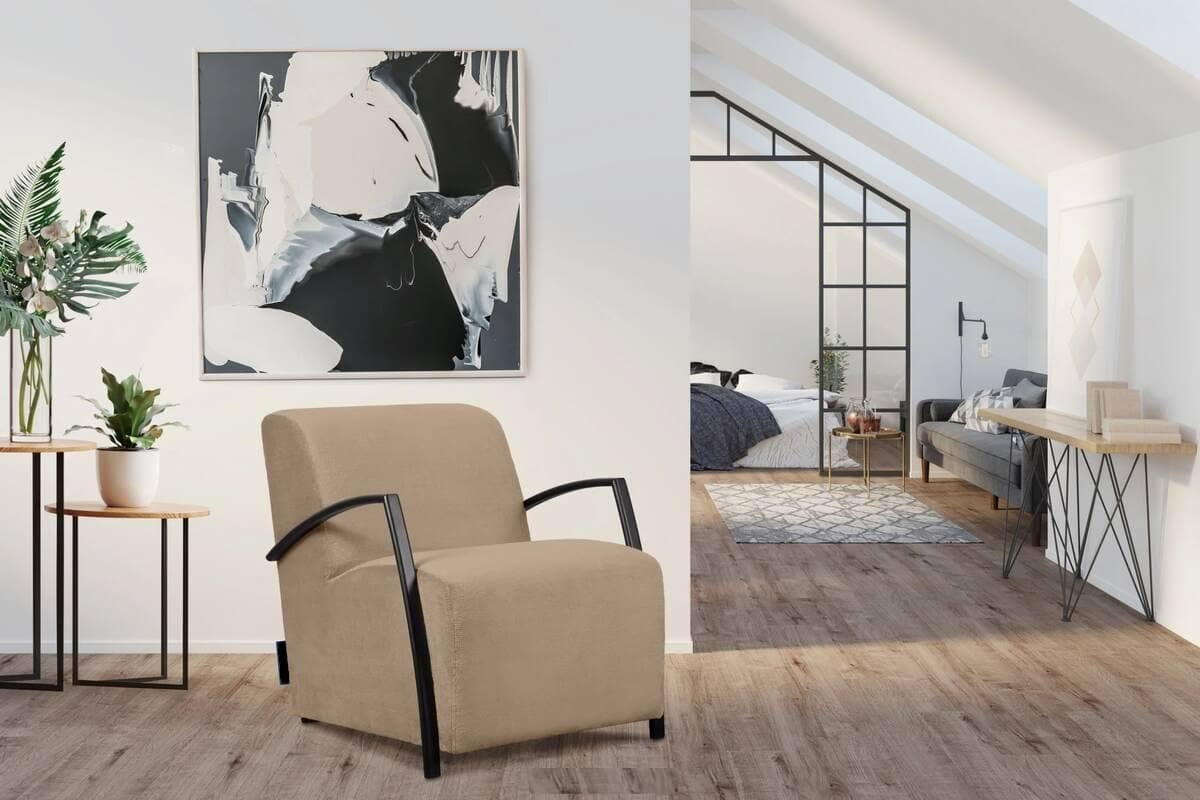 Fotelis CARA, smėlio, 67x82x76 cm