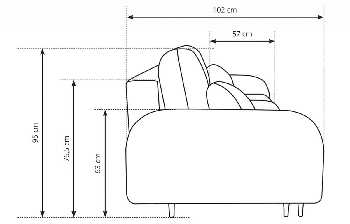 Sofa NUBUS, tamsiai pilka, 230x102x95 cm