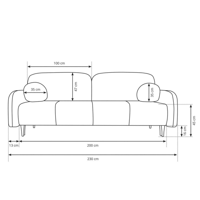Sofa NUBUS, tamsiai pilka, 230x102x95 cm