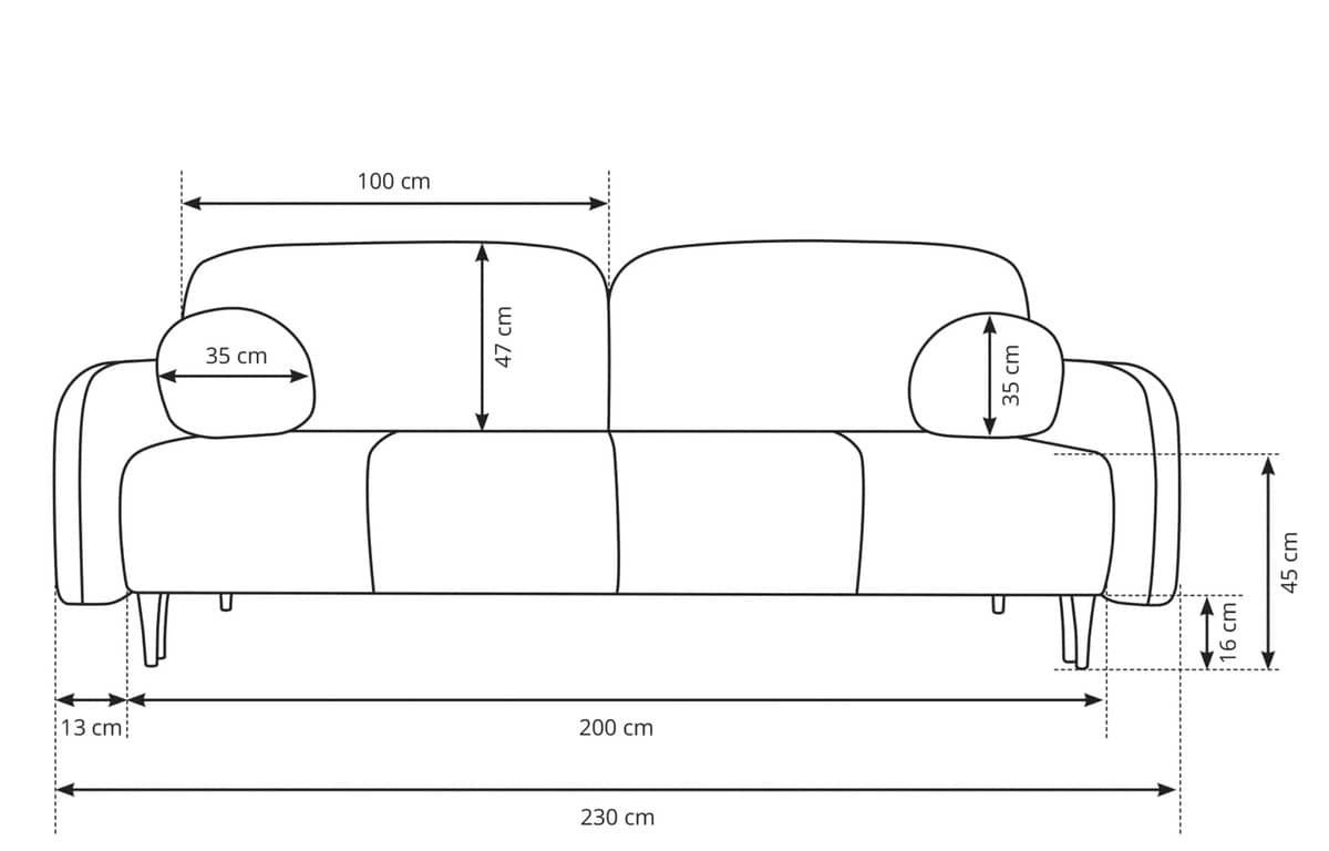 Sofa NUBUS, tamsiai pilka, 230x102x95 cm