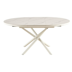 Apvalus pailginamas valgomojo stalas SF107, baltas, 120-160x76 cm