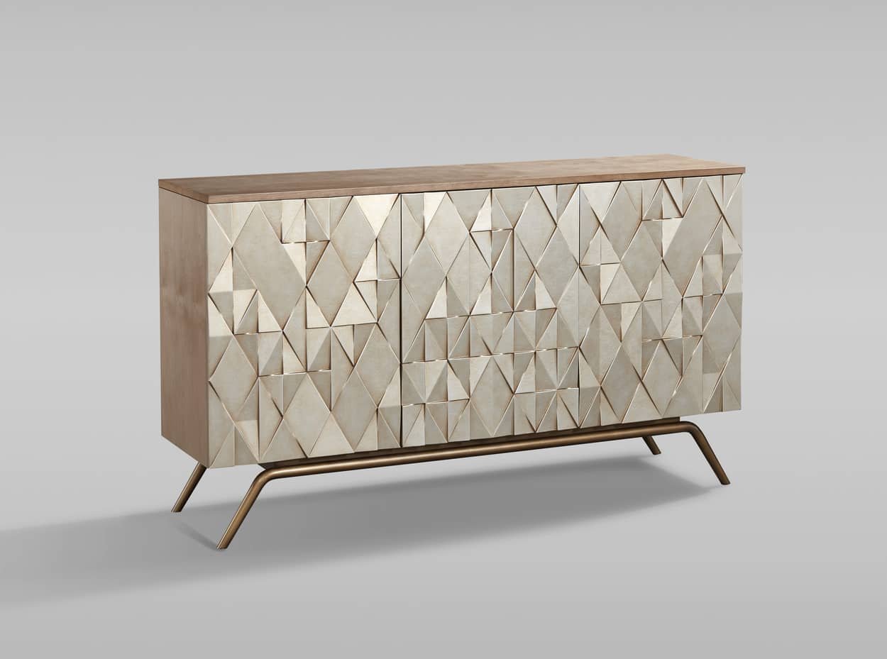 Spintelė STILI 3, aukso, 150x40x86 cm
