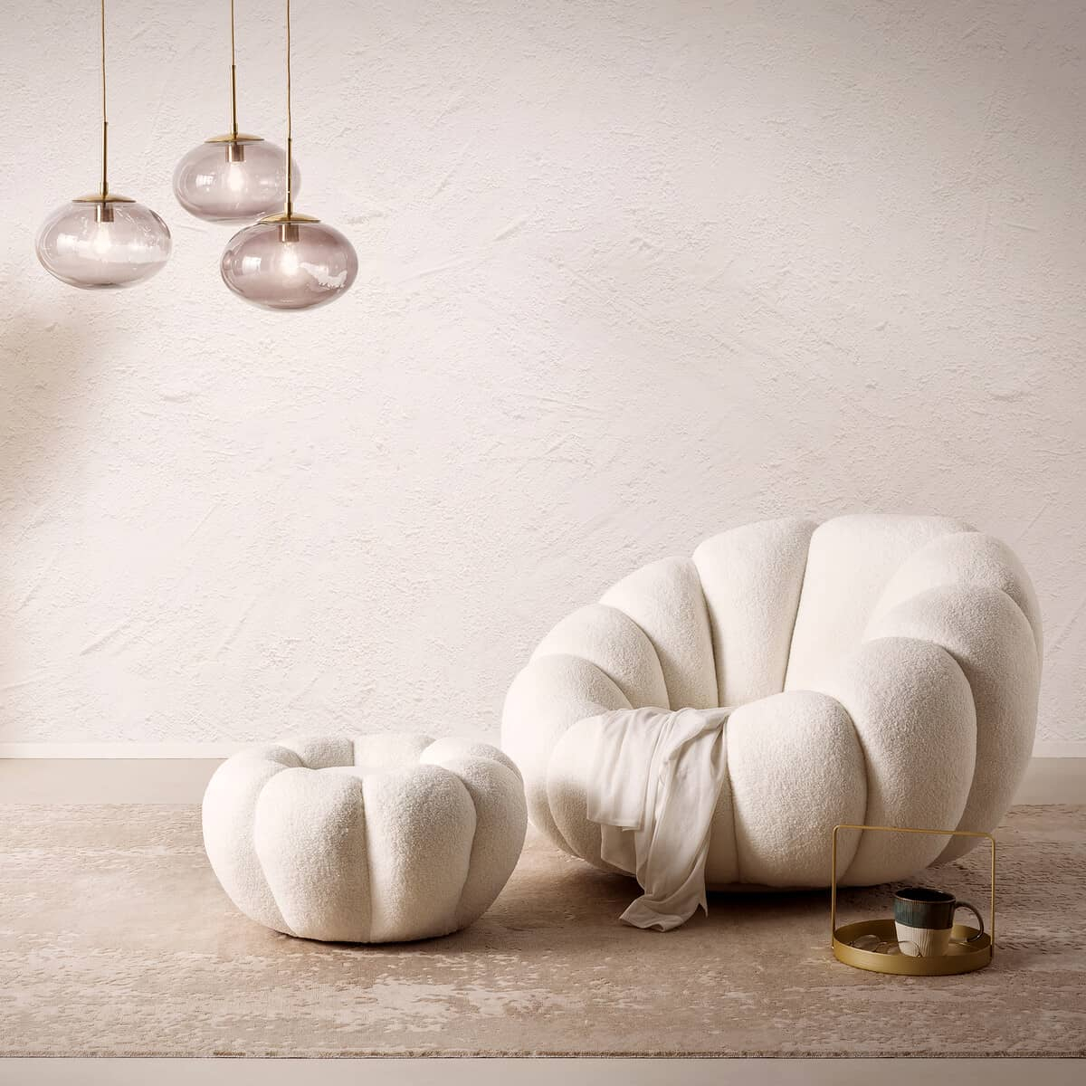 Fotelis su pufu SF084, 97x95x65 cm