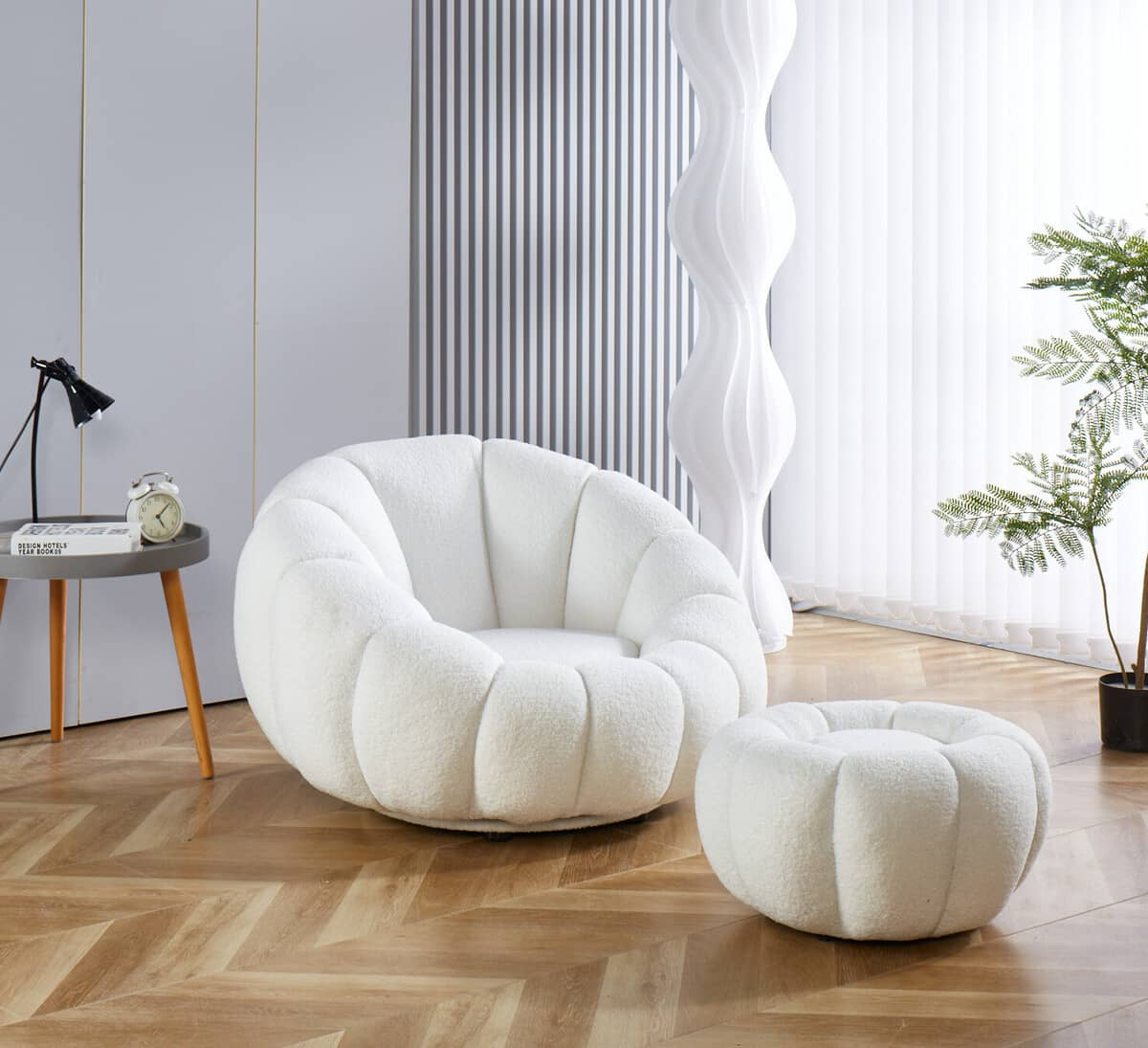 Fotelis su pufu SF084, 97x95x65 cm