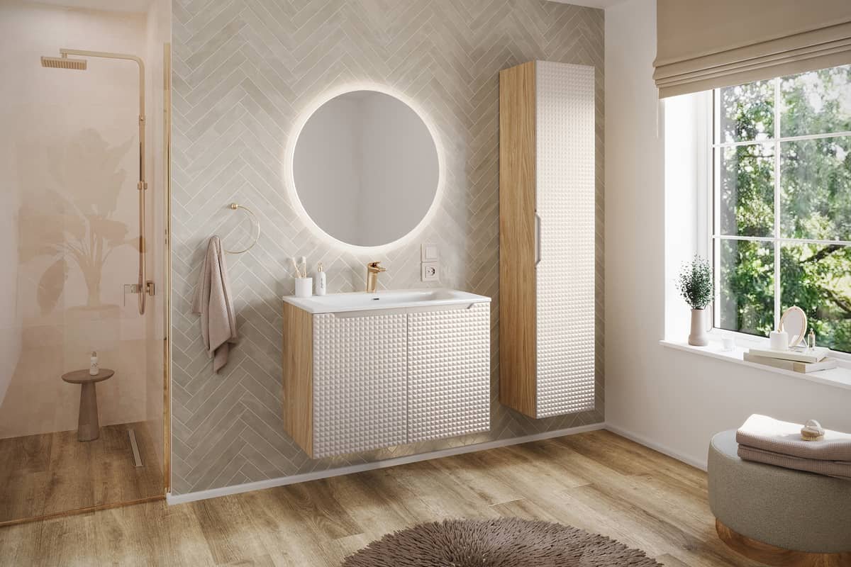 Pakabinama vonios spintelė su praustuvu 826D LUXOR BEIGE