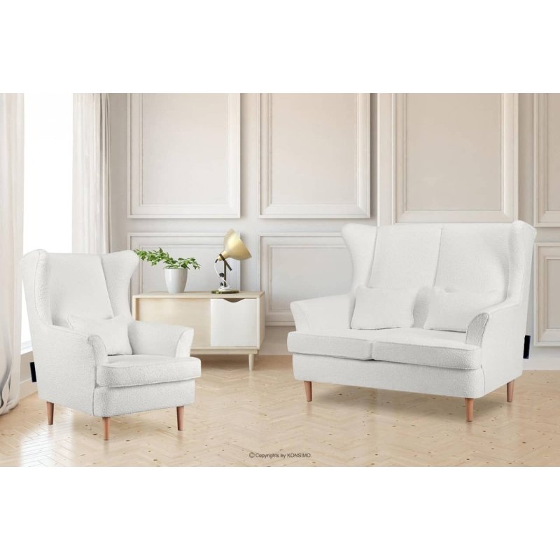Sofa STRAL BOUCLE, balta, 136x96x106 cm