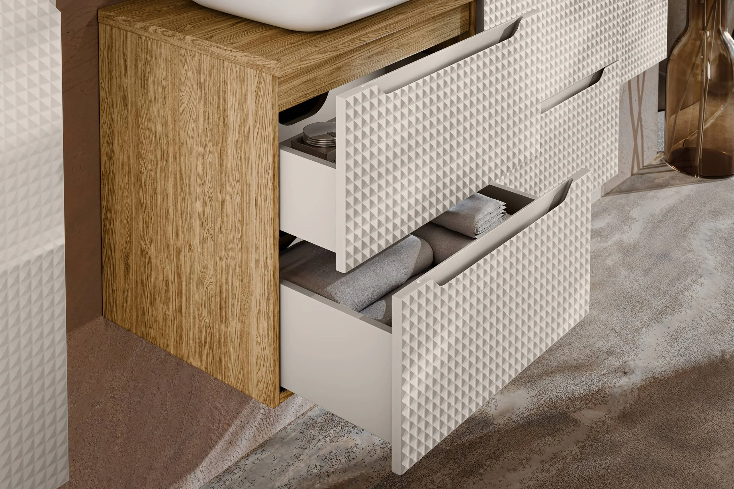 Pakabinama vonios spintelė su praustuvu 829 LUXOR BEIGE