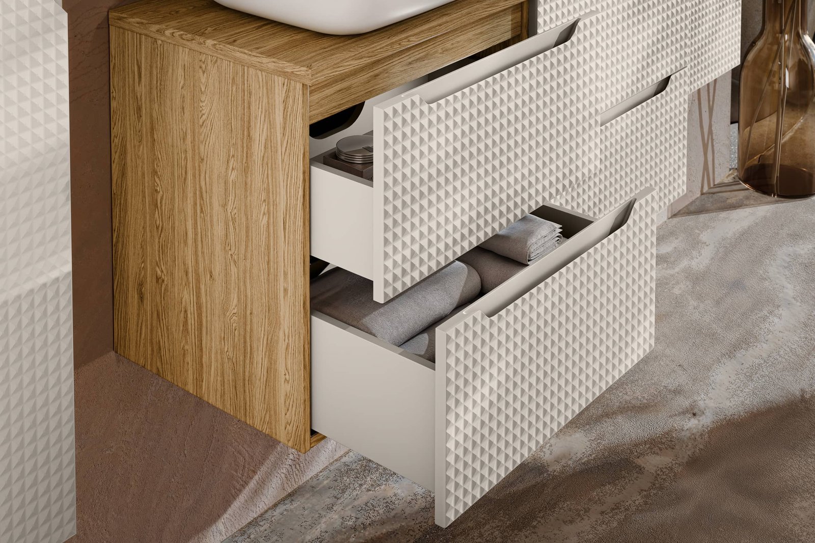 Pakabinama vonios spintelė su stalviršiumi 827 LUXOR BEIGE