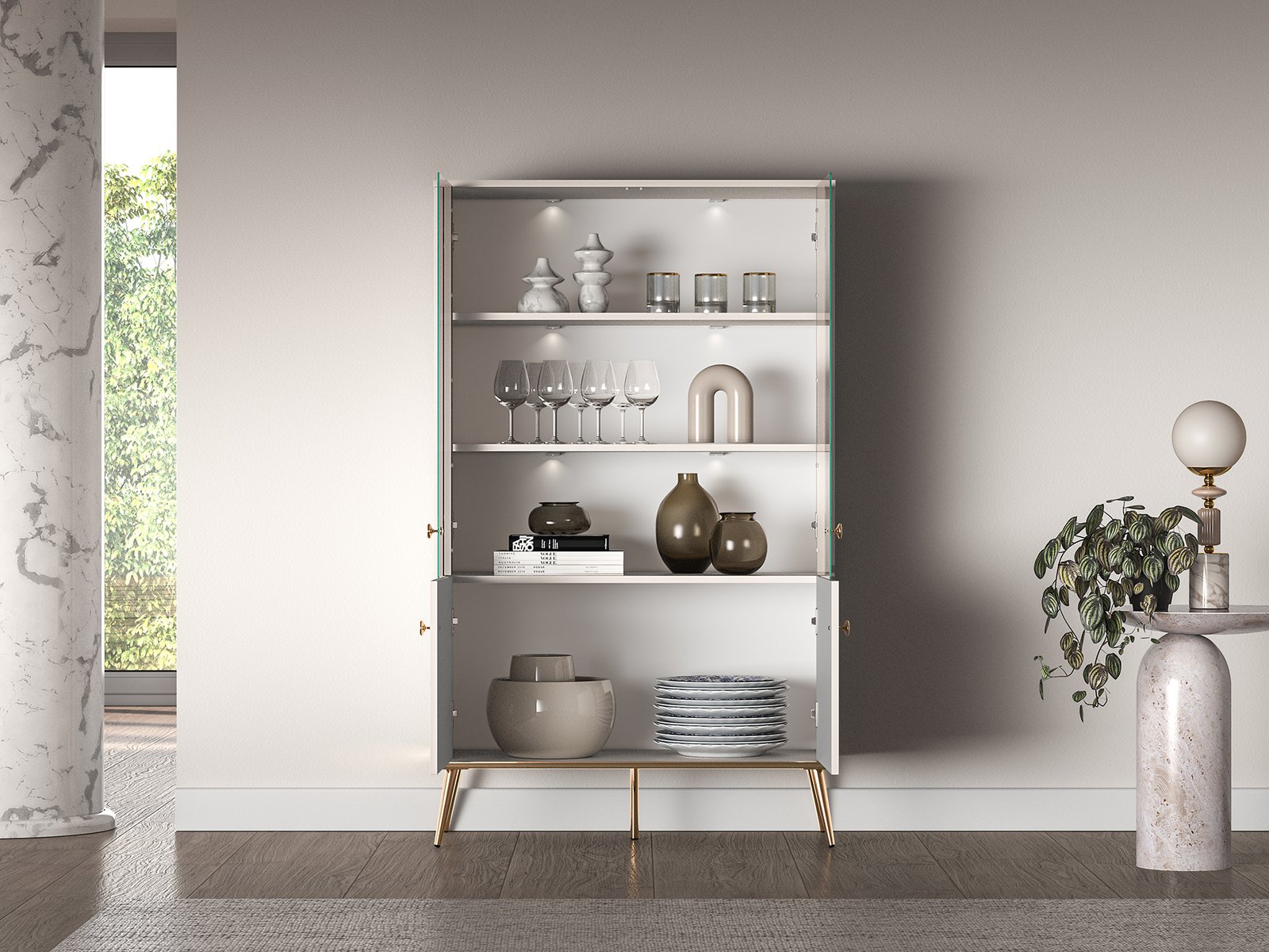 Dvidurė vitrina SELGA, 92x40x152 cm