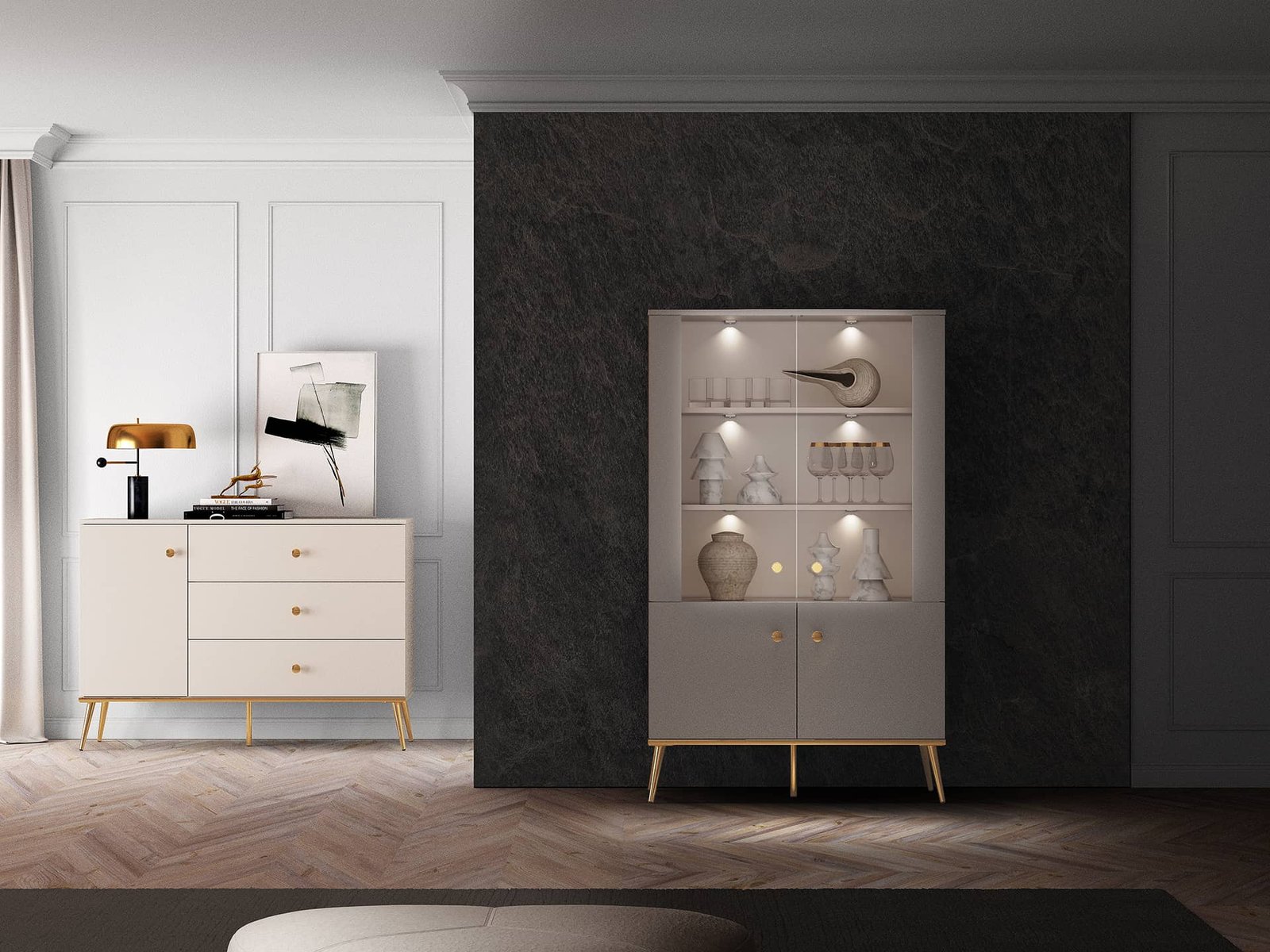 Dvidurė vitrina SELGA, 92x40x152 cm