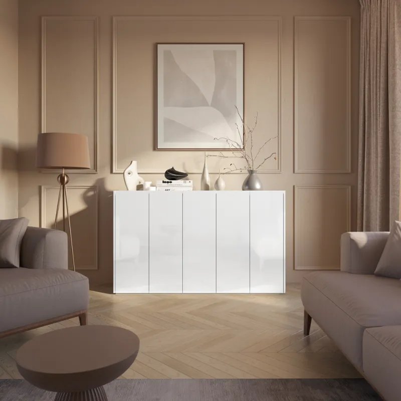 Spintelė su LED apšvietimu EASE, balta, 156x40x95 cm