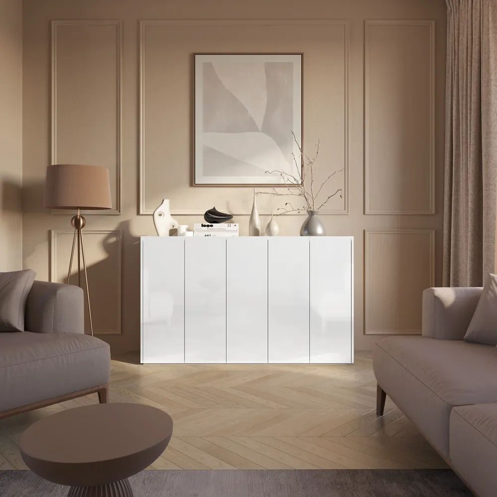 Spintelė su LED apšvietimu EASE, balta, 156x40x95 cm